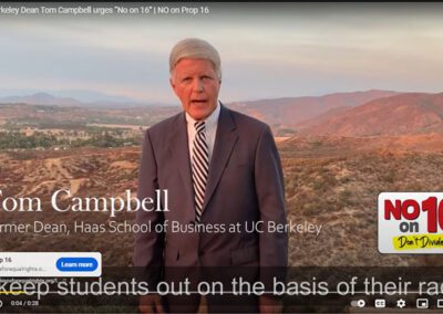 Youtube Screenshot: Former UC/Berkeley Dean Tom Campbell urges "No on 16" | No on Prop 16
